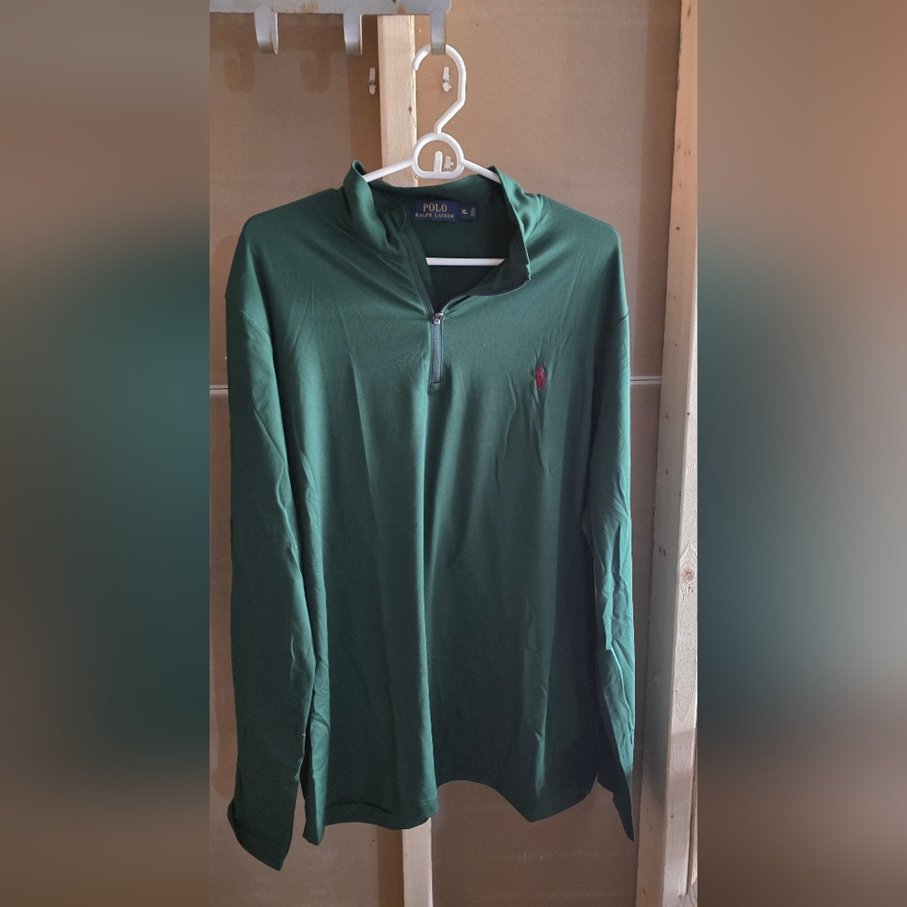 Ralph Lauren Green Quarter-Zip Pullover Red Pony XL